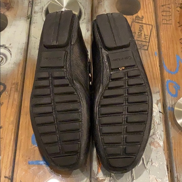CALVIN KLEIN mens black leather loafers - Picture 3 of 6